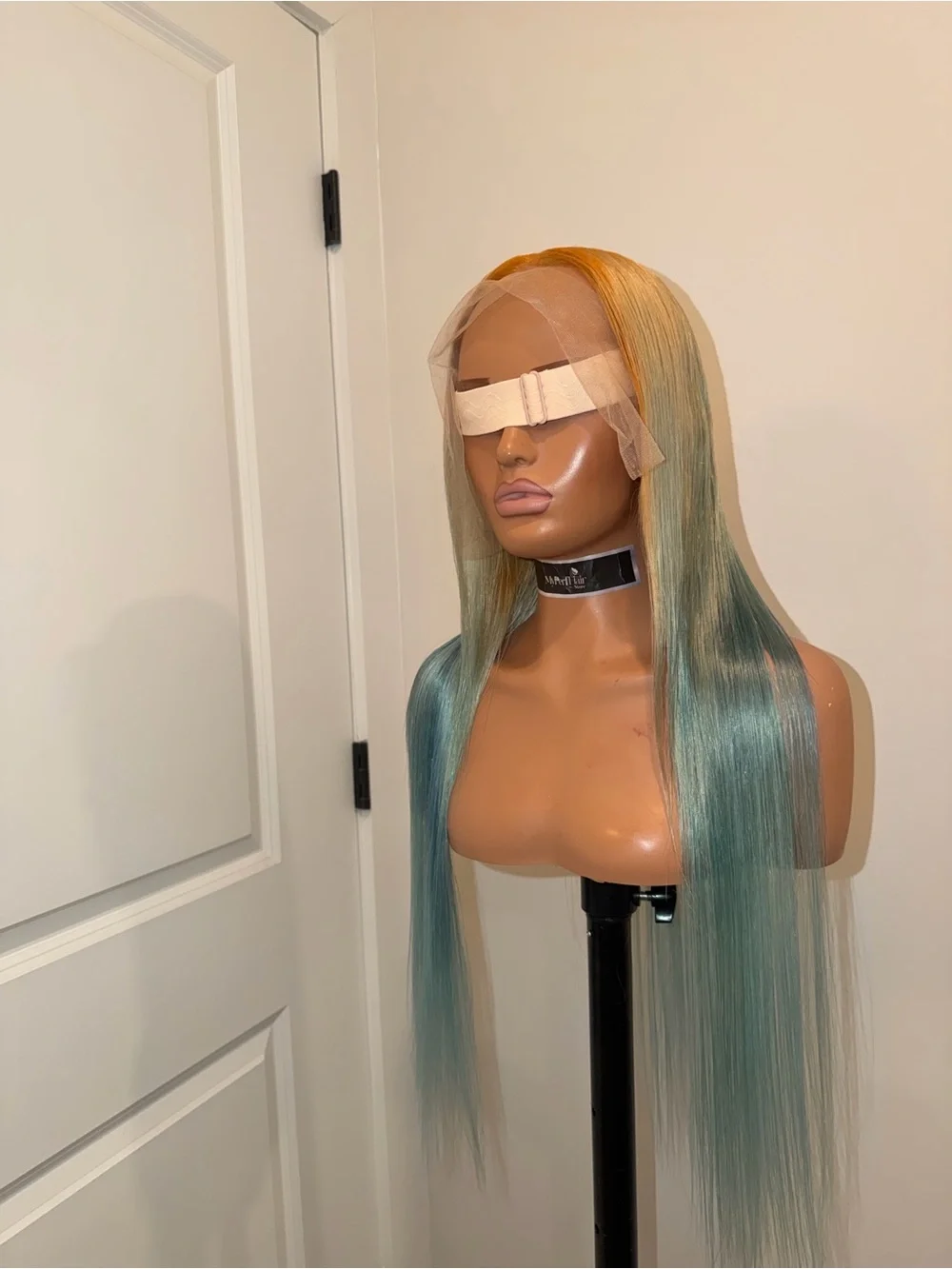 Long 30 in 13x6 Straight Blonde to Blue Ombre Lace Front Wig human hair